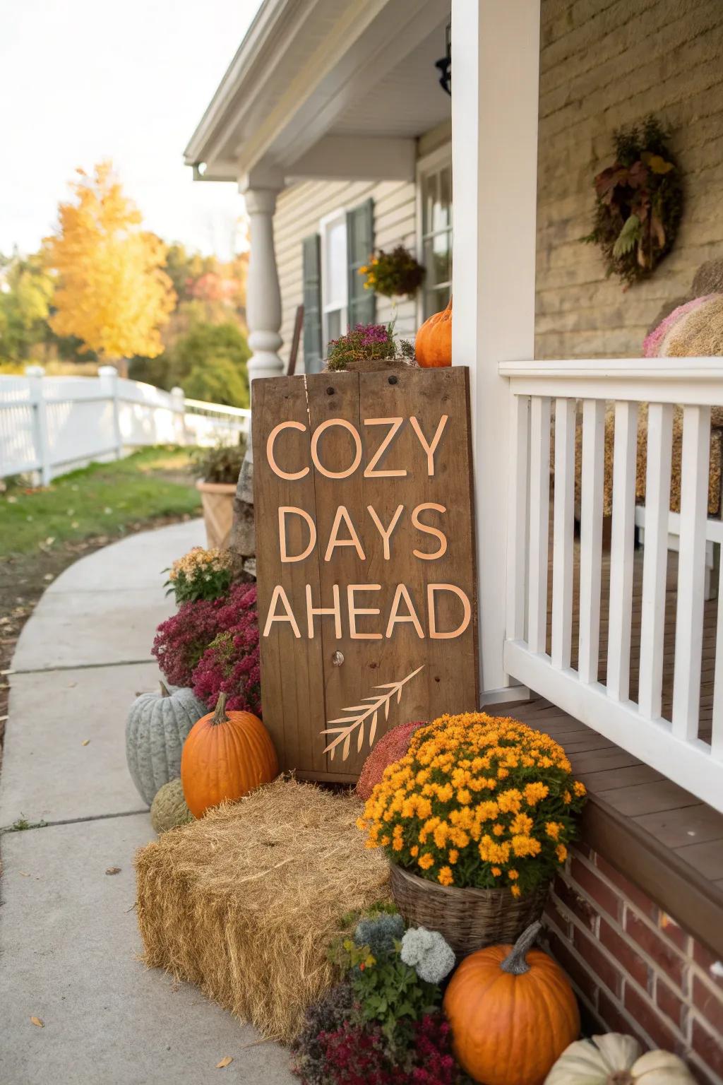 A charming fall-themed symbol warmly welcomes visitors.