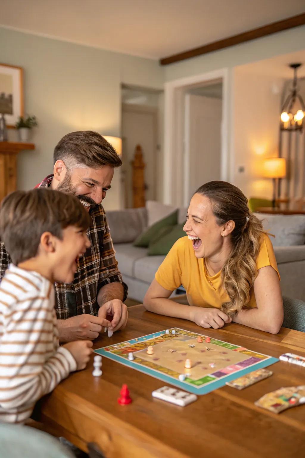 Game evening snapshots immortalize amusement and family unity.