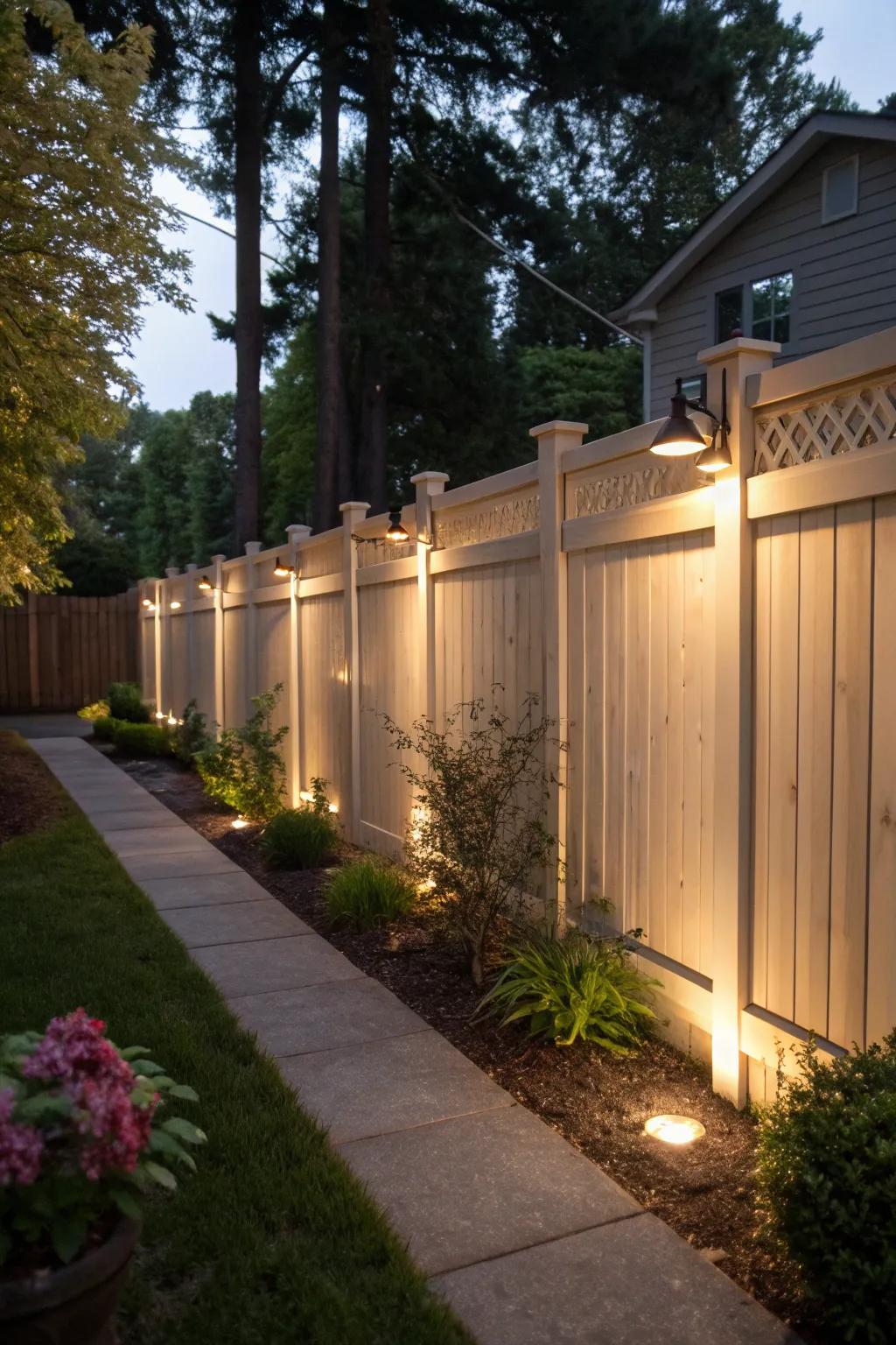 Integrated lighting lends warmth and allure to your barrier.