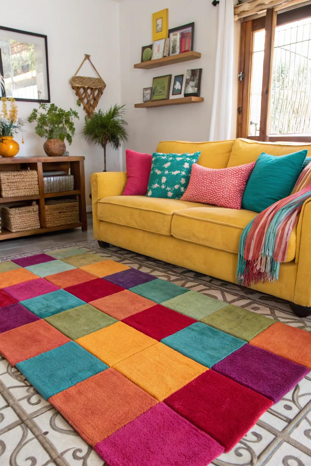 Colorful mats can inject joy and energy into any space with minimal effort.