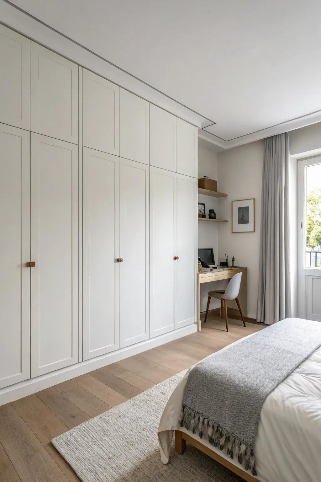 Seamless closet doors create a clean, uncluttered look.