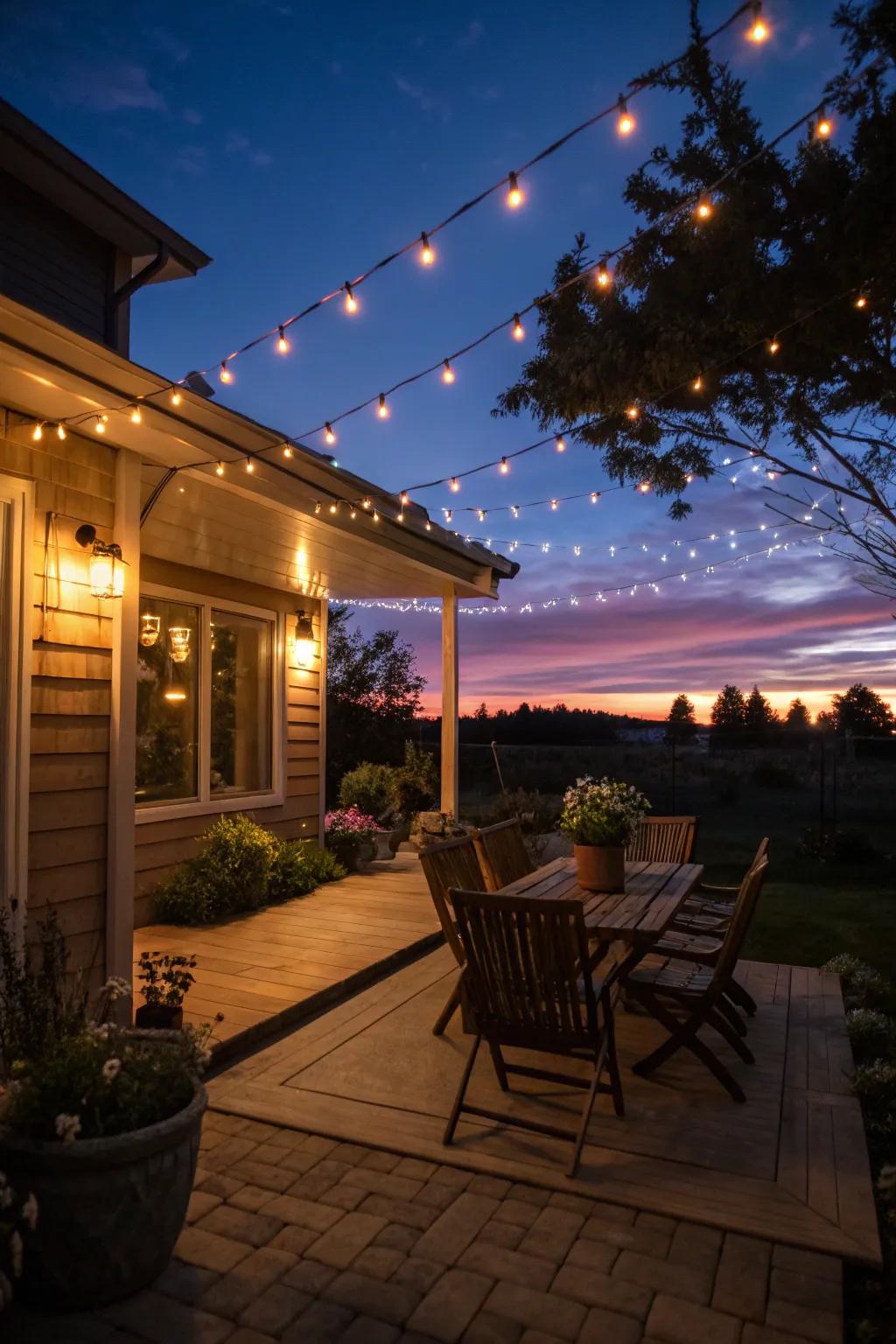 Create a magical atmosphere with fairy lights on your patio.