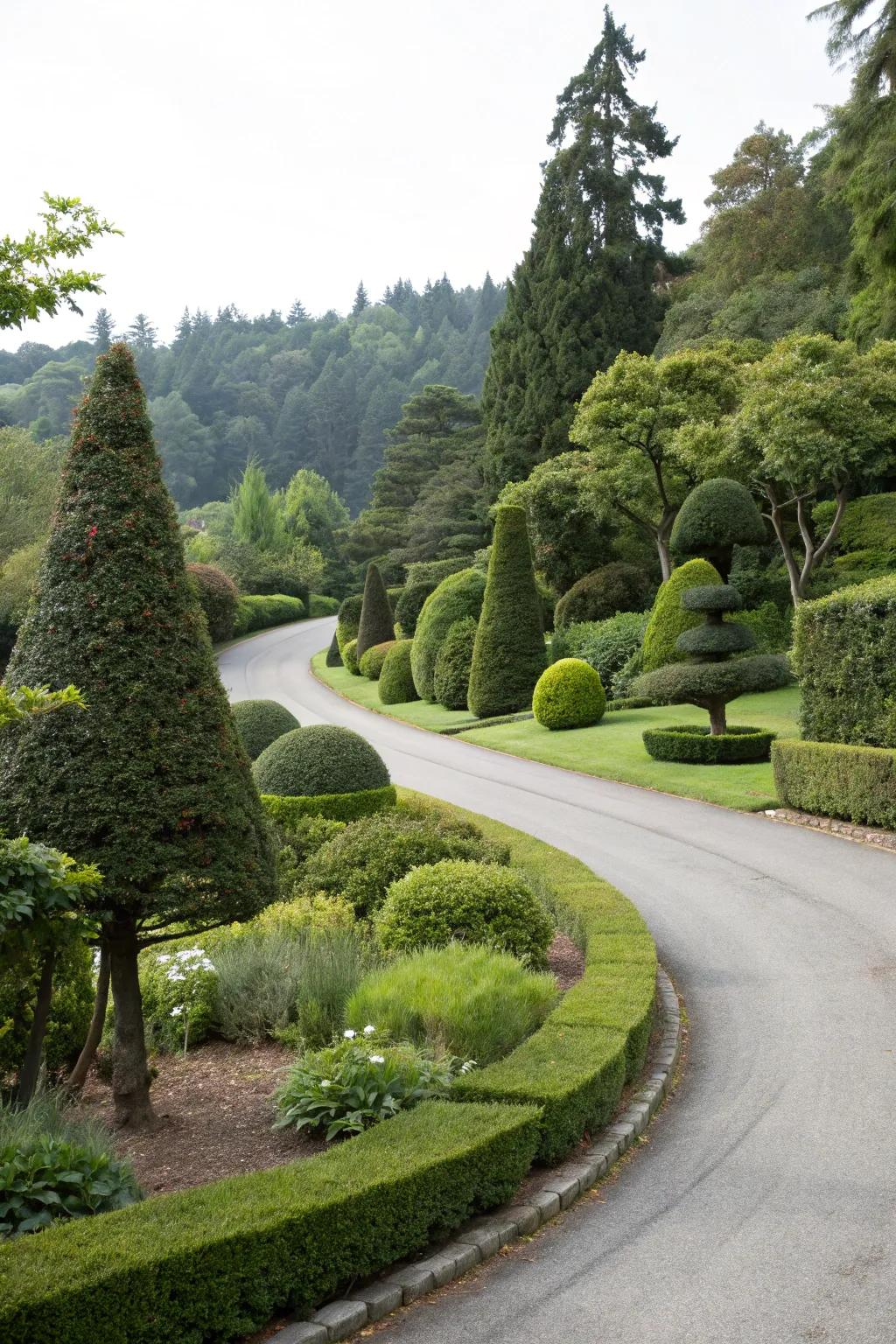 Topiary artistry adds sophistication and charm.