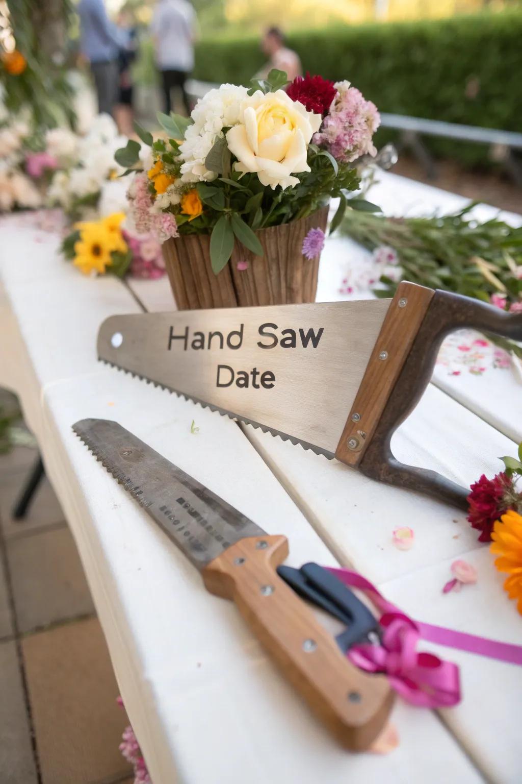 A hand saw personalized as a thoughtful gift.