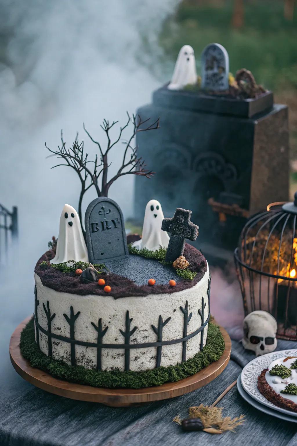 A graveyard cake that's hauntingly delicious.