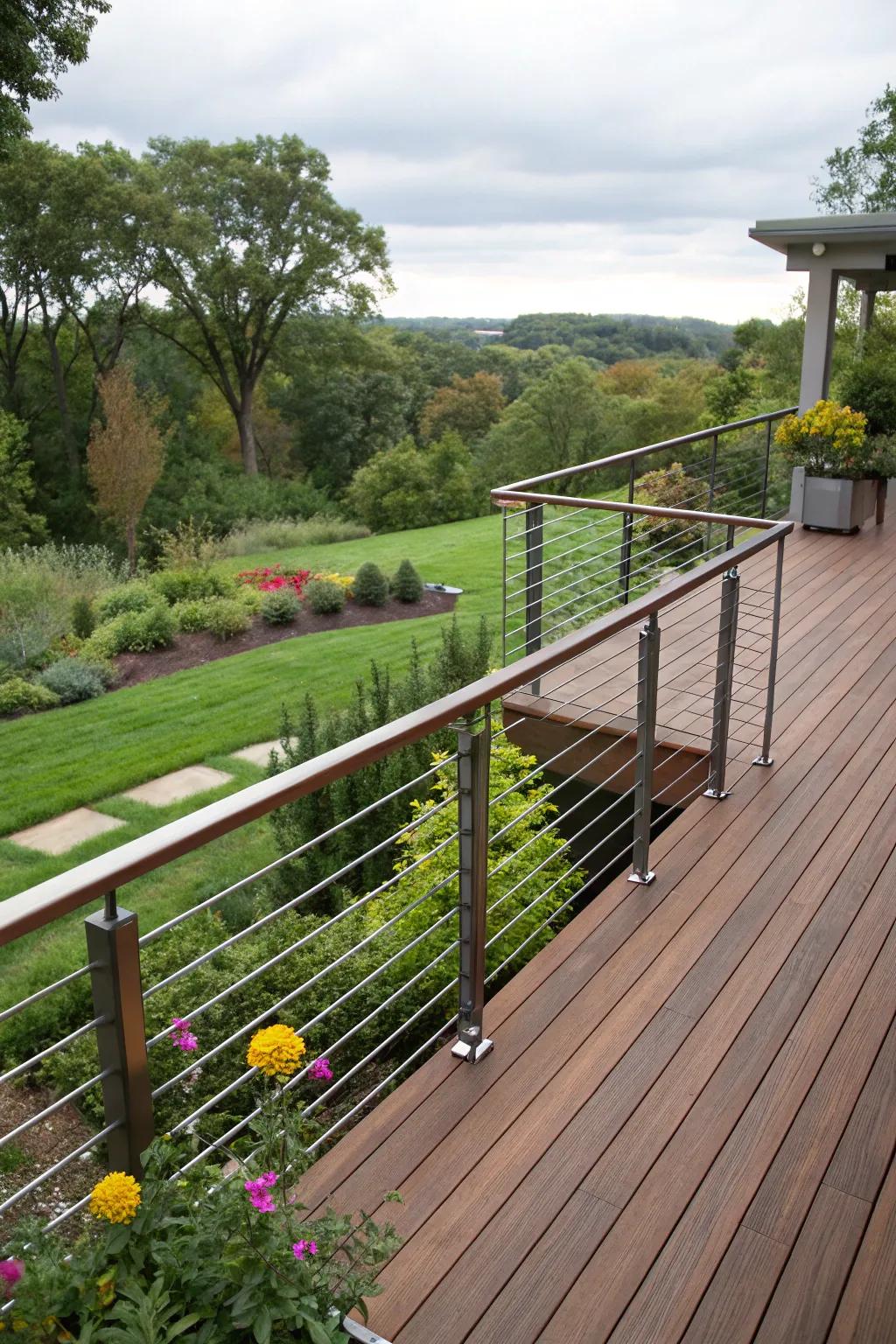 Stylish railings add safety and sophistication.