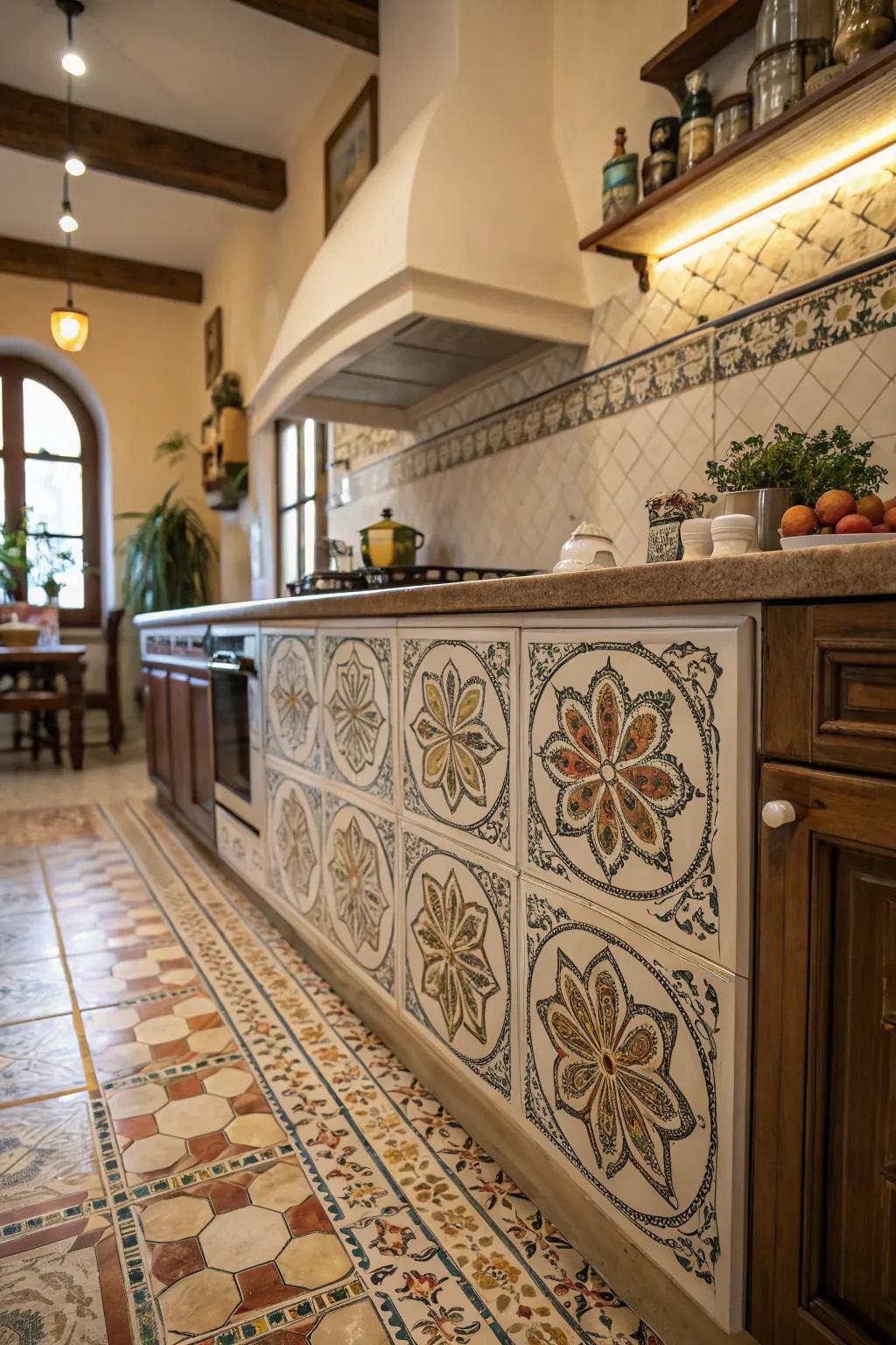 Classic tile trims introduce a graceful, nostalgic nuance to your kitchen.