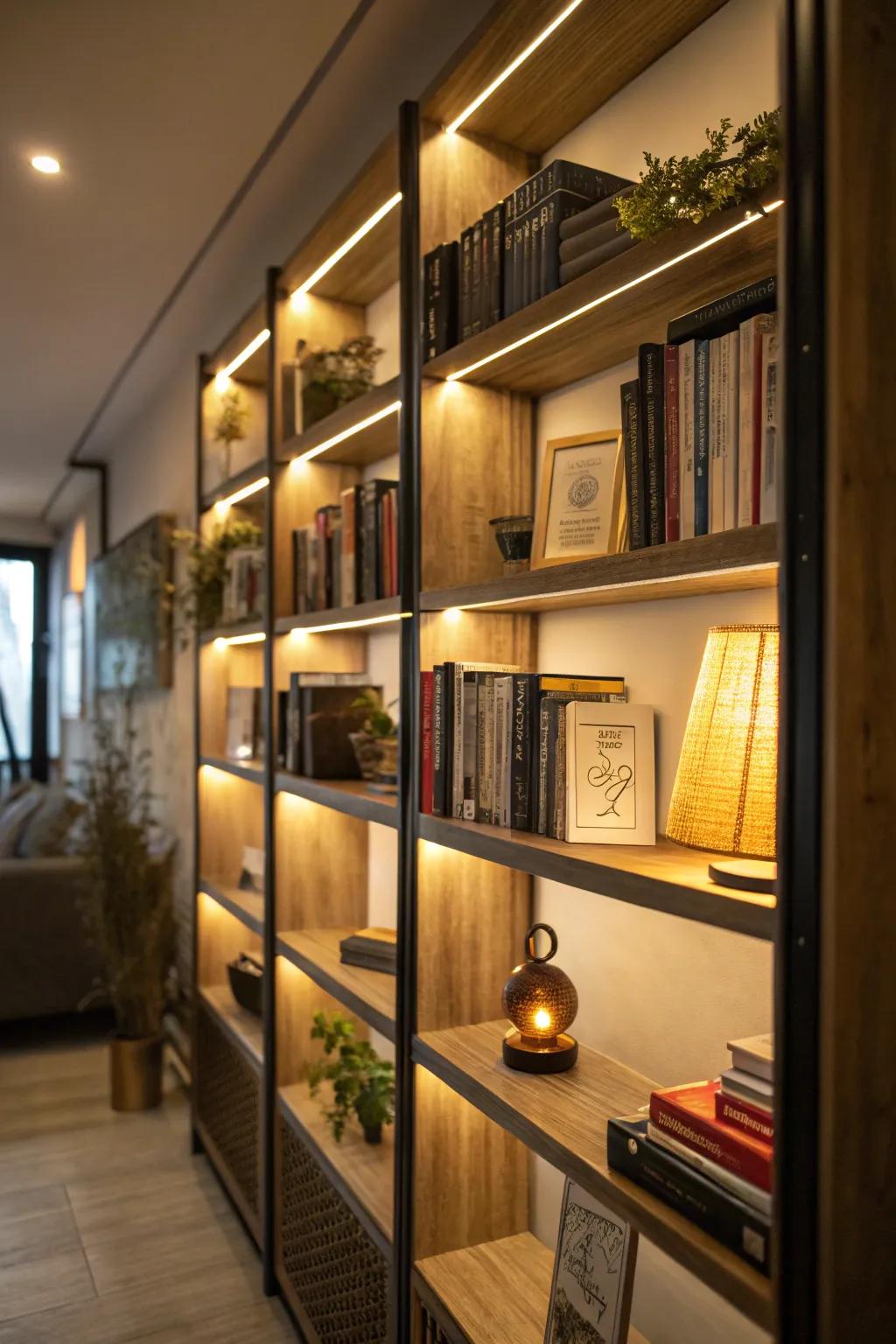 Lighting can dramatically enhance the appeal of your bookshelves.