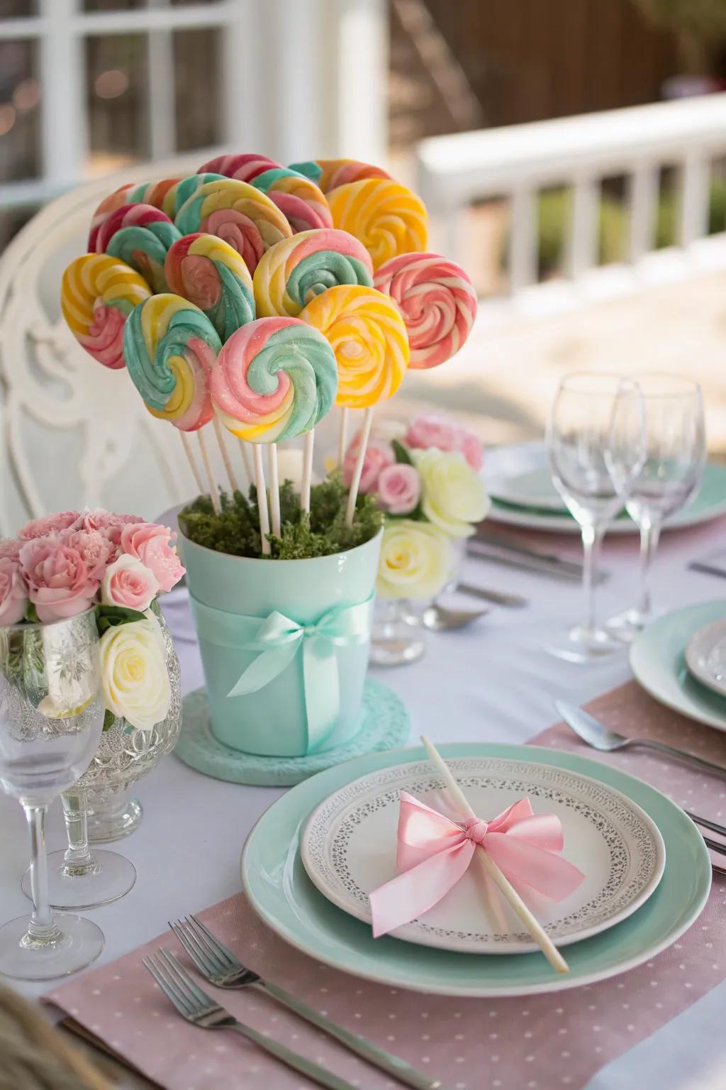 A themed color scheme sweet treat posy