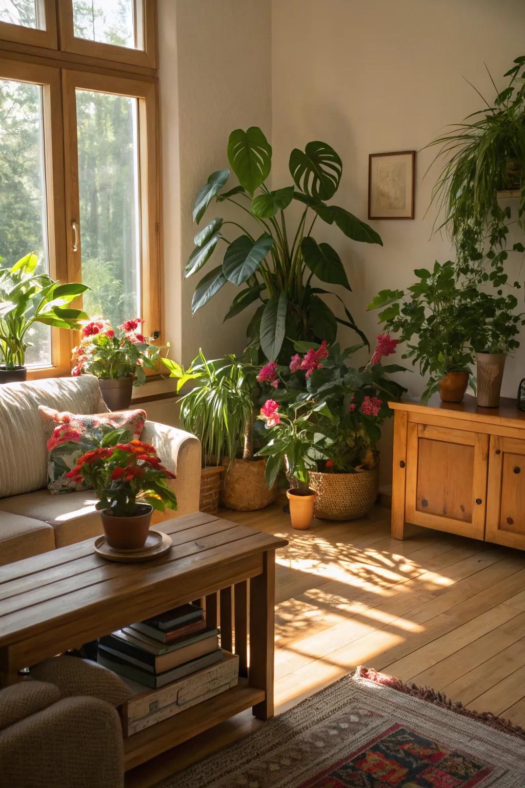 Welcoming the outdoors in with the use of botanical accents and wooden features.