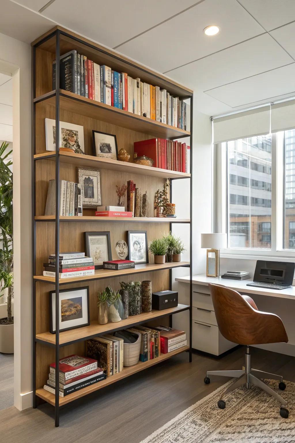 Bookshelf dividers blend storage functionality with fashionable separation.