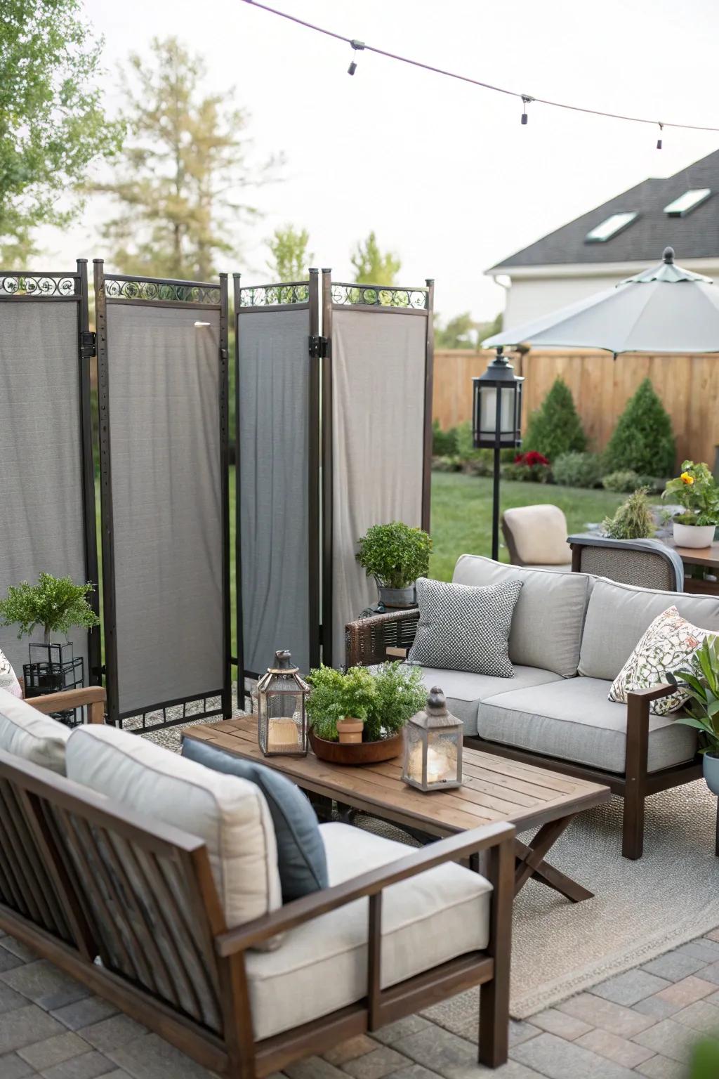 Freestanding screens offer adaptable privacy solutions for dynamic spaces.