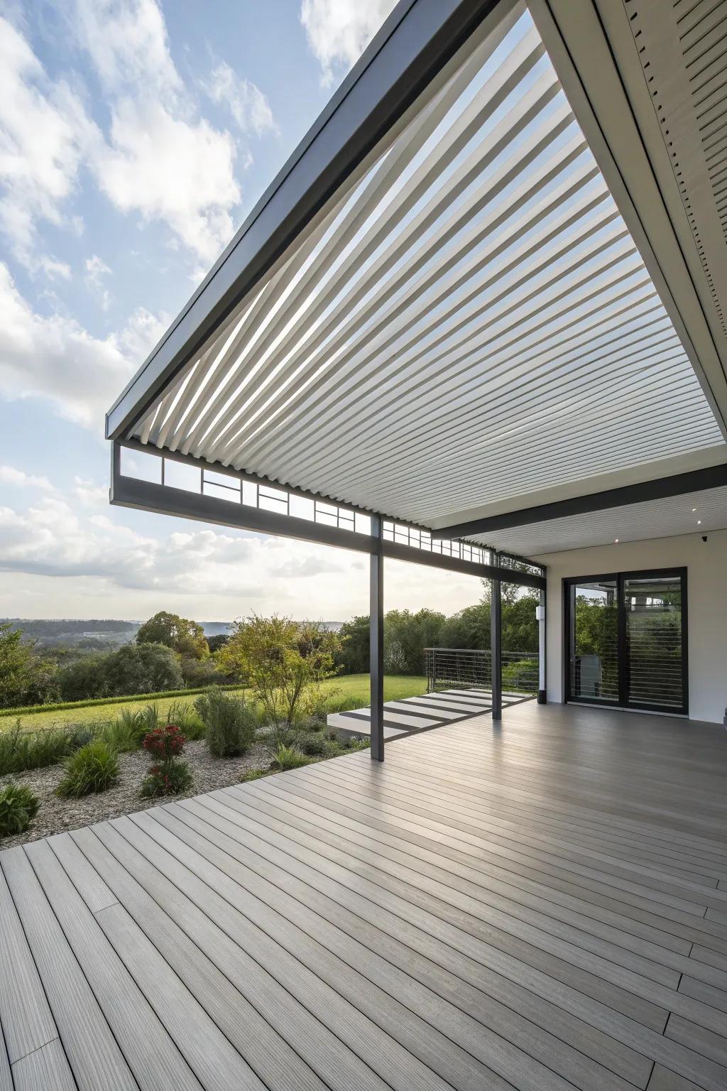 A louvered roof system provides high-tech control over your deck's environment.