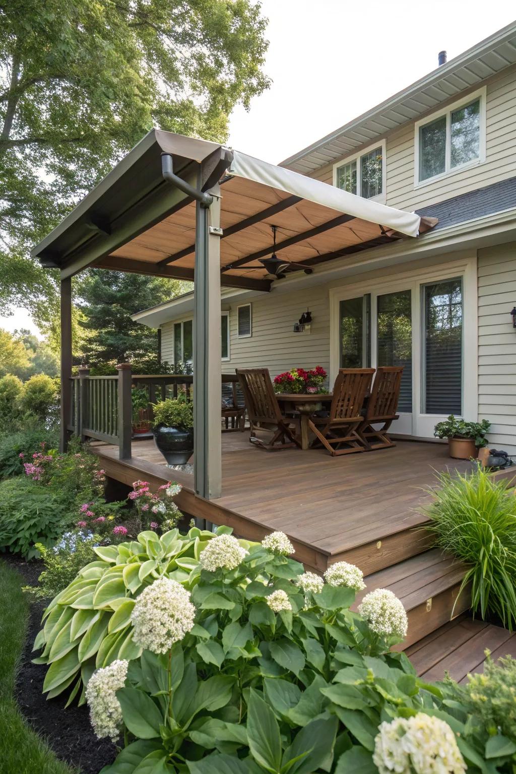 Covered patios extend indoor comfort to your deck.