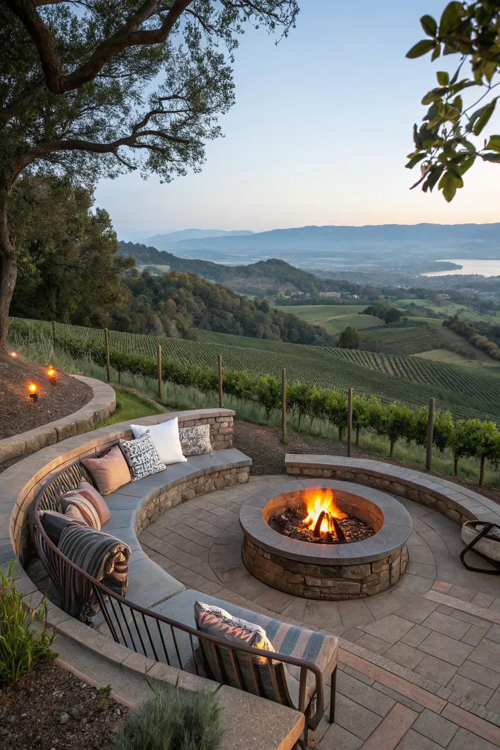 A fire pit with a view makes chilly nights cozy and memorable.