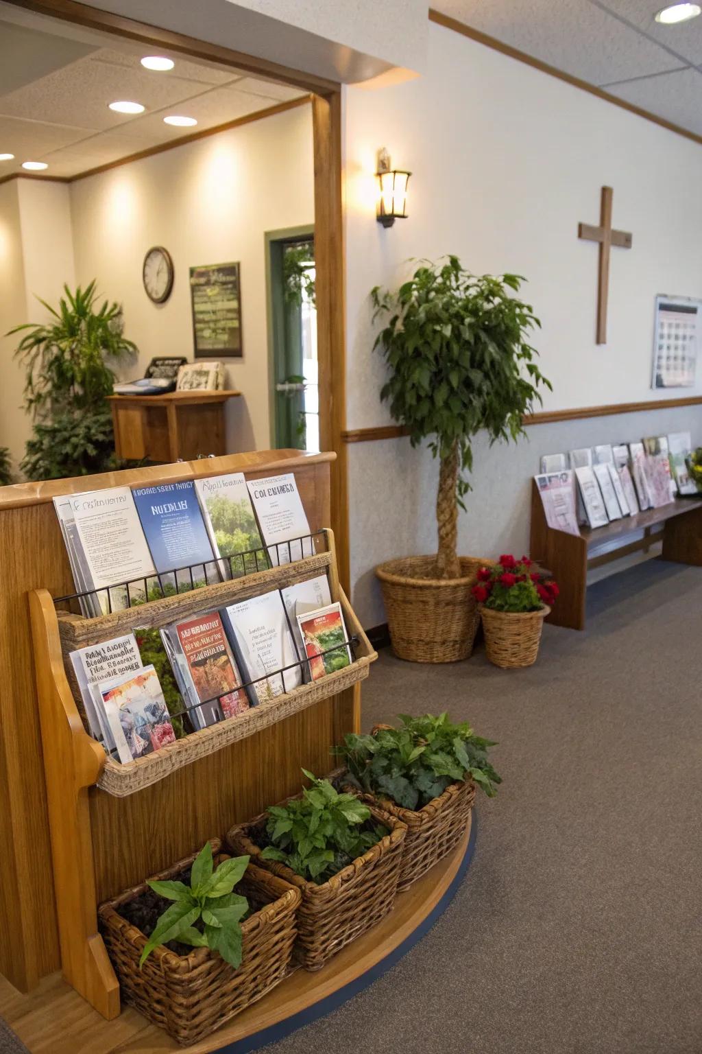 A welcoming station that greets guests with information and friendliness.
