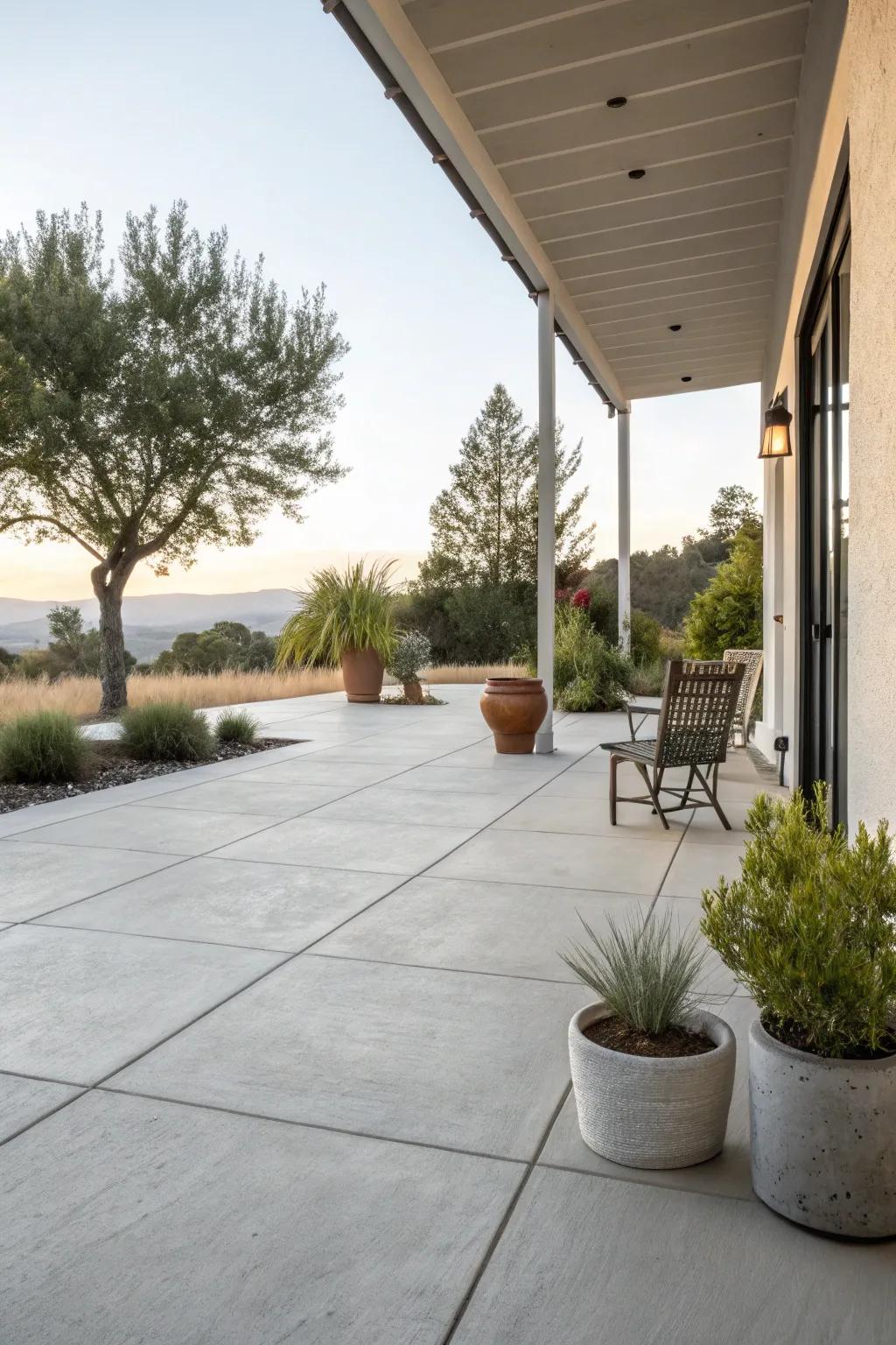 A minimalist patio design that emphasizes simplicity.