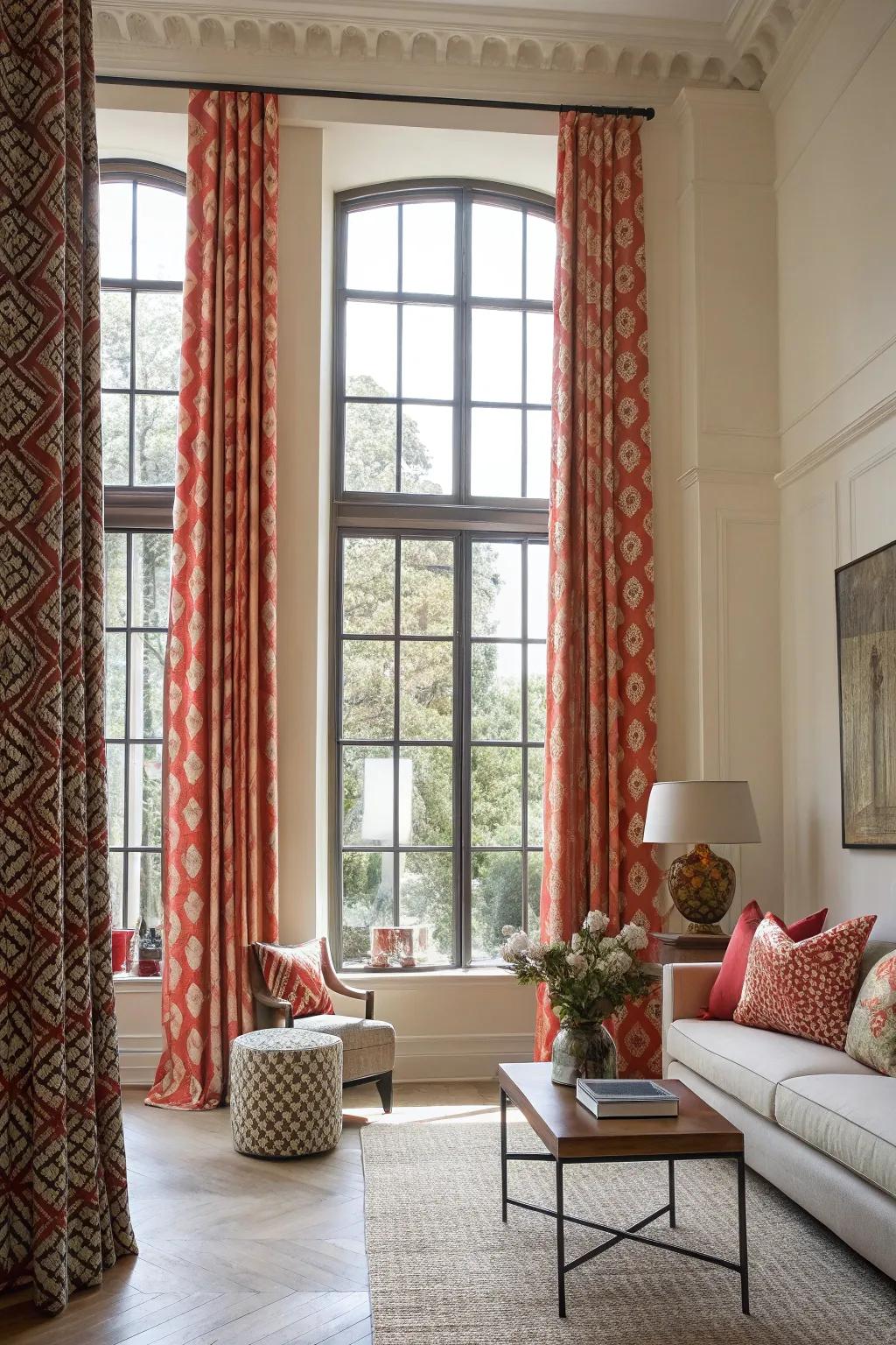 Statement curtains introduce a splash of color and persona.
