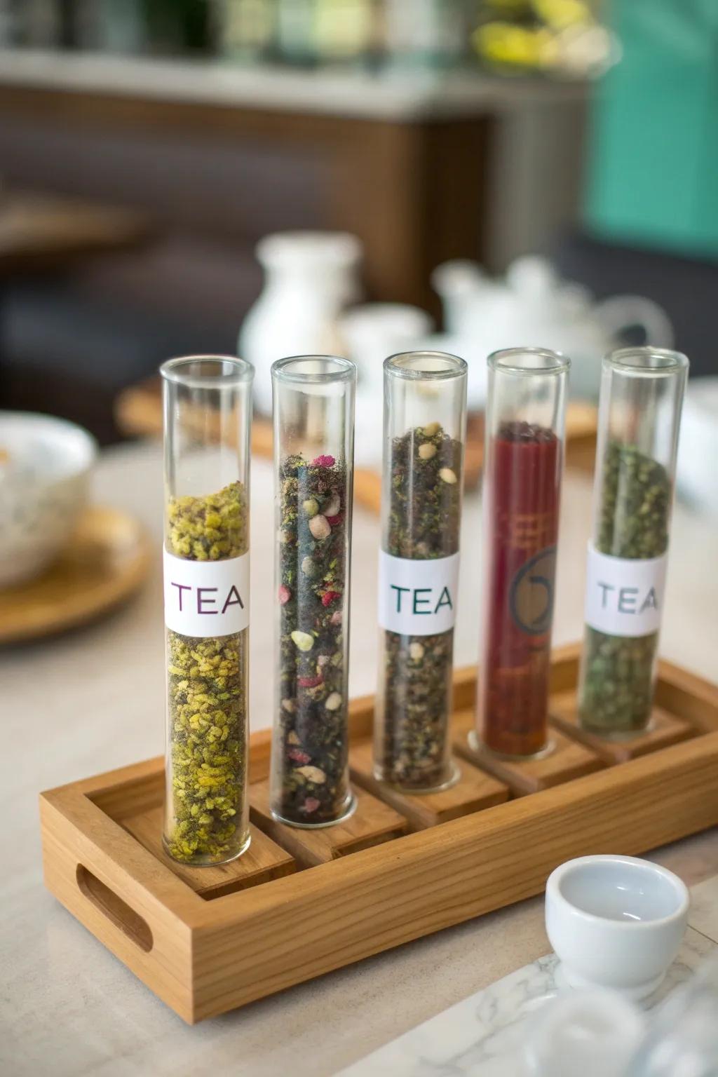 Loose leaf tea tubes provide a cozy, thoughtful touch.