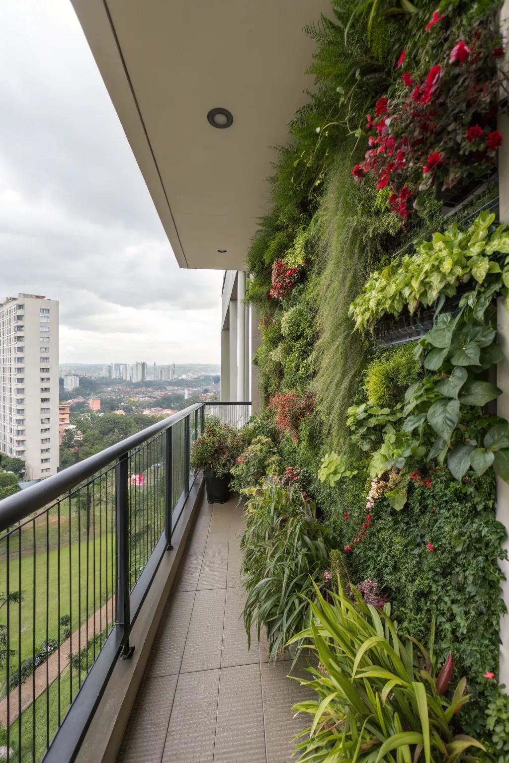 A vertical garden is perfect for maximizing greenery in limited spaces.