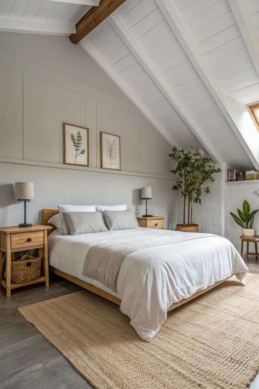 Neutral shades bring a sense of calm and spaciousness to your loft.