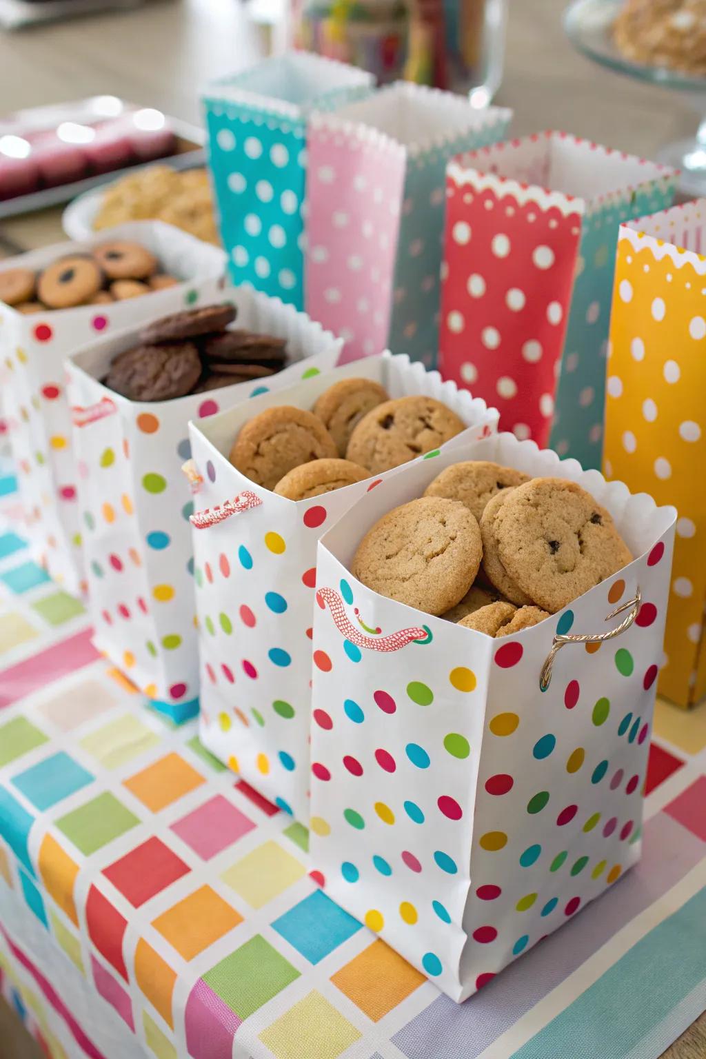 Playful patterns add a fun twist to cookie packaging.