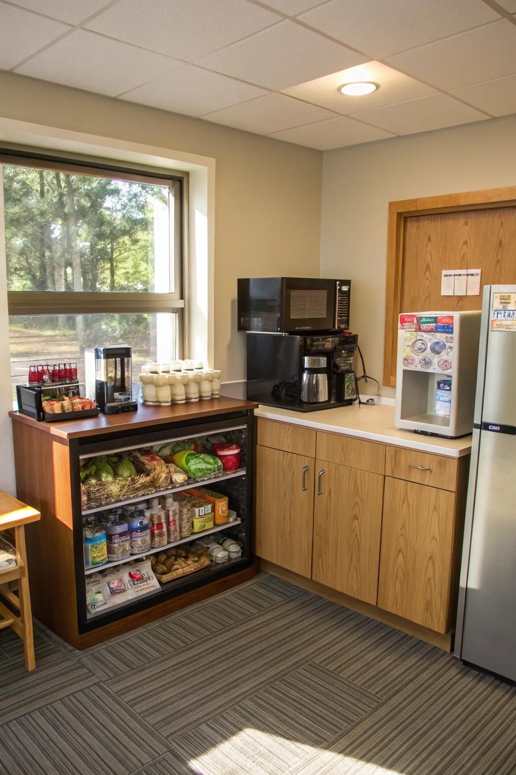 A functional design with a welcoming coffee corner.