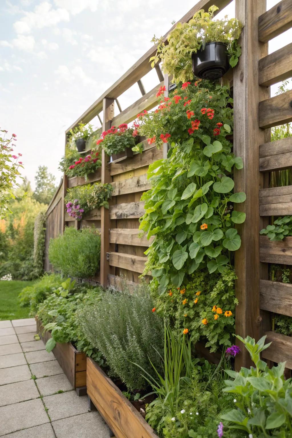 Vertical gardening brings beauty to every level.