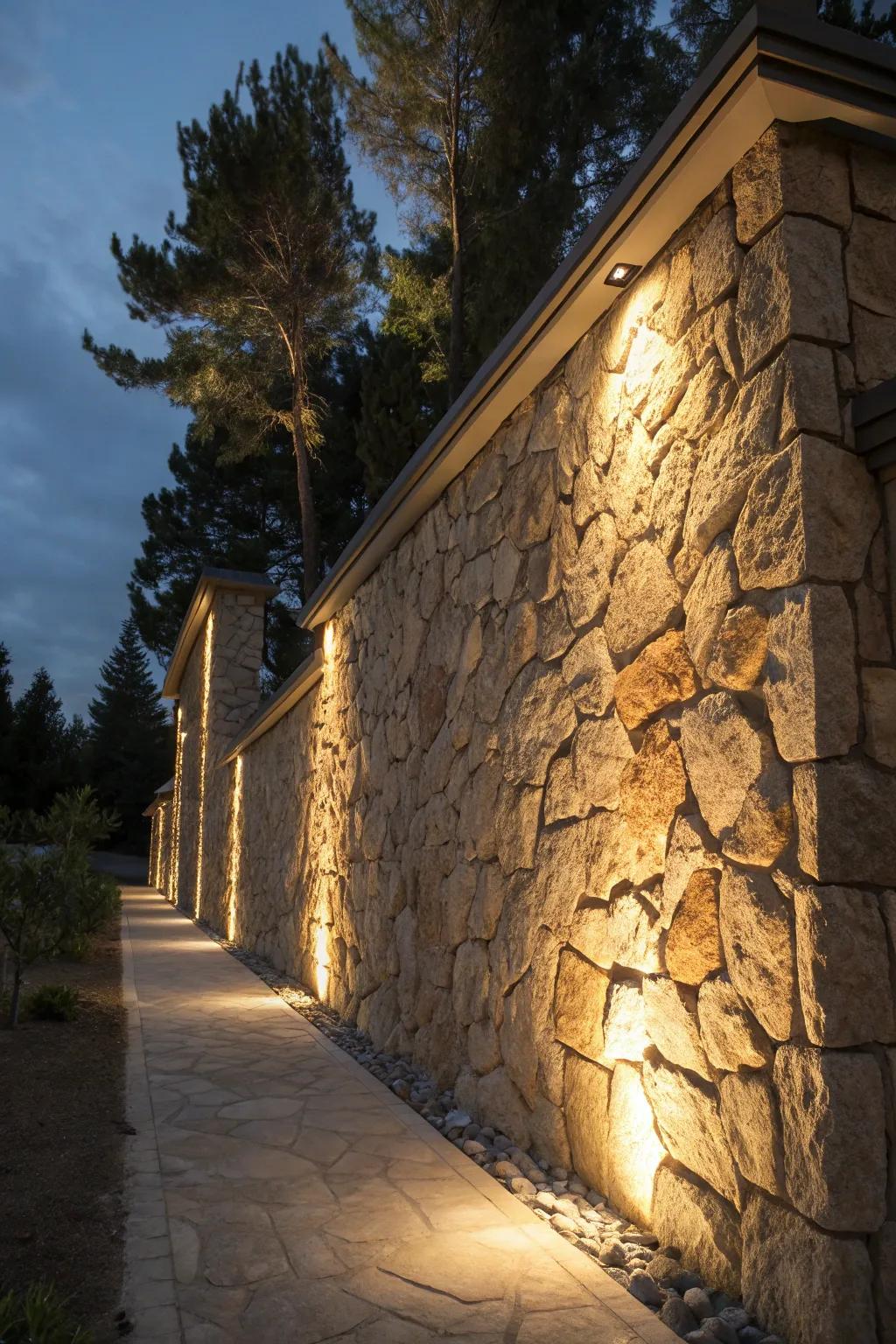 Lighting features create an inviting ambiance for your exterior walls.