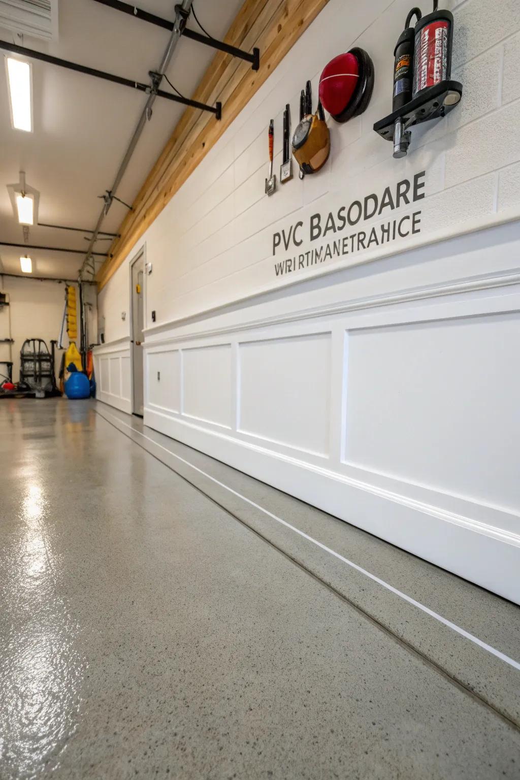 PVC baseboards offer a waterproof solution for moisture-prone garages.