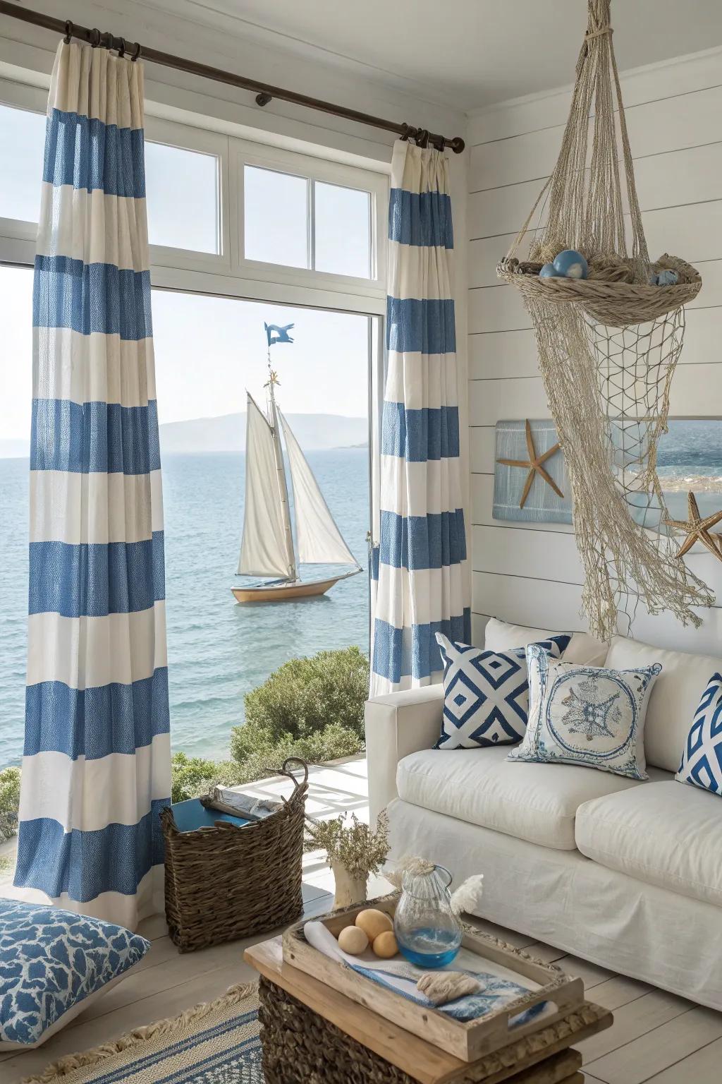 Coastal and nautical themes enhance the Greek seaside charm.