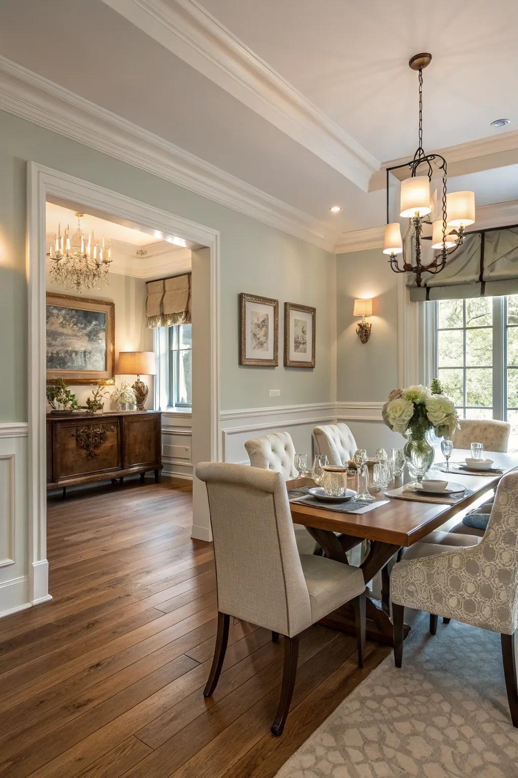 A neutral color palette that creates a serene and elegant dining space.