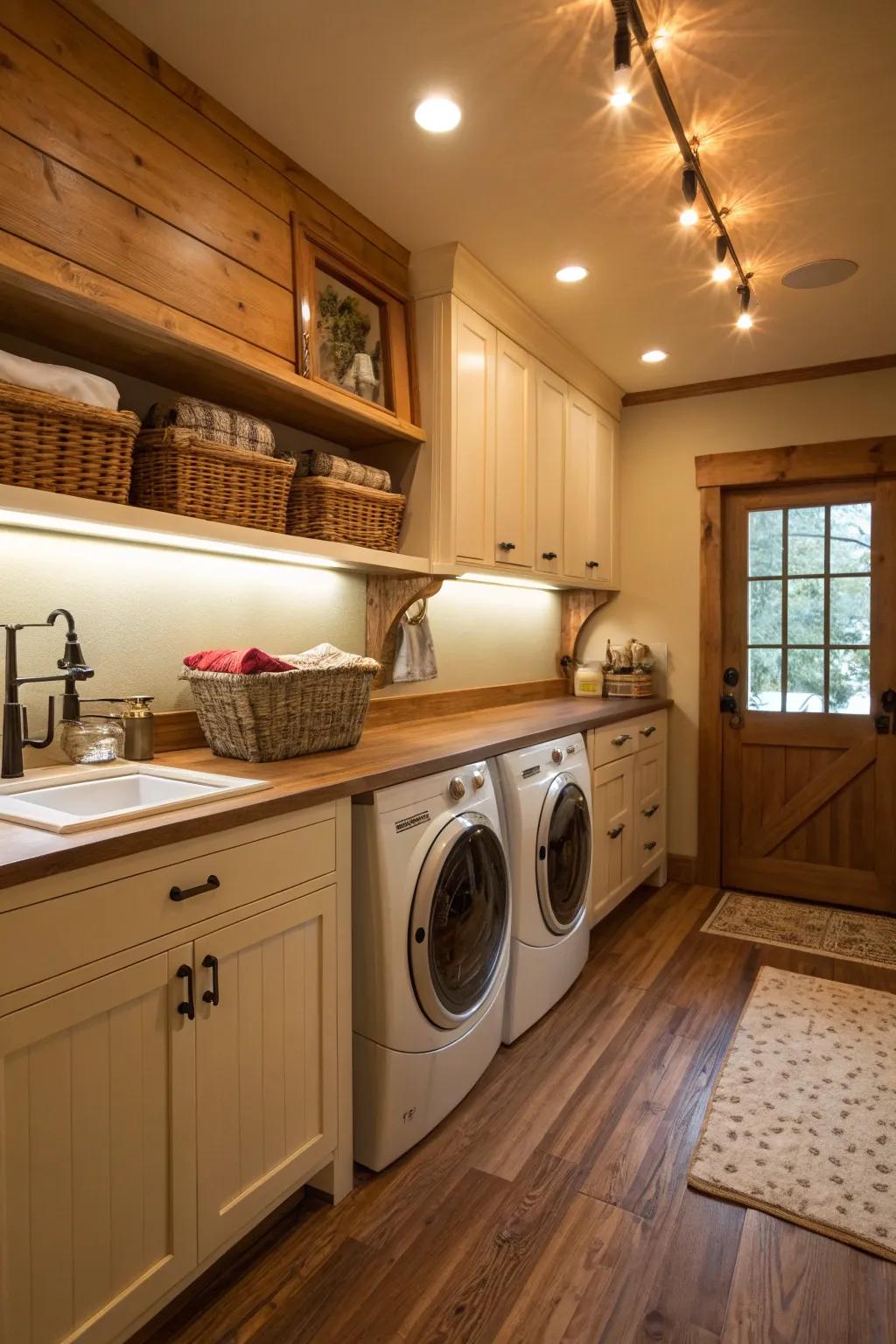 Joiner block surfaces add coziness and usefulness.
