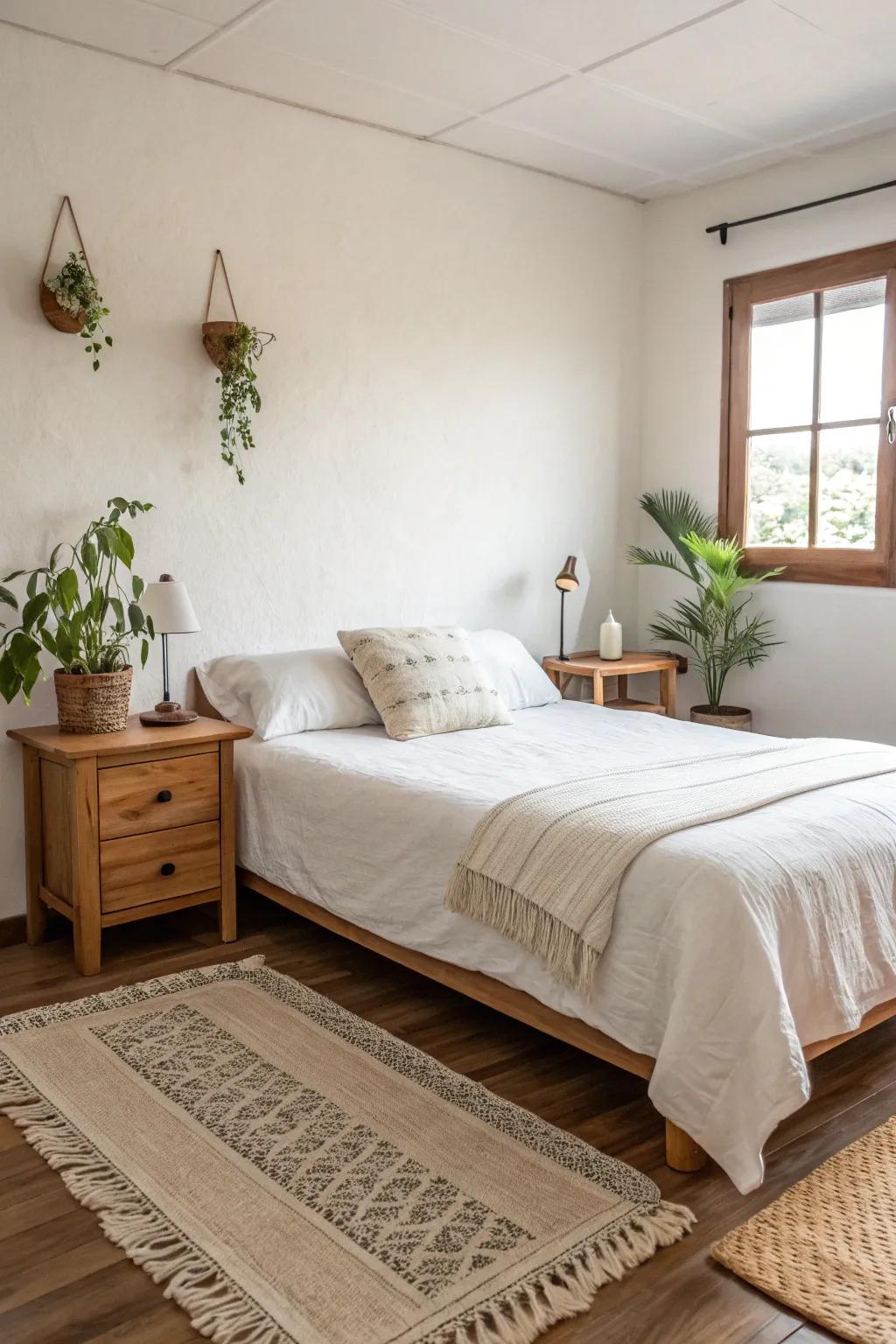 A minimalist bedroom with clean lines and minimal decor.