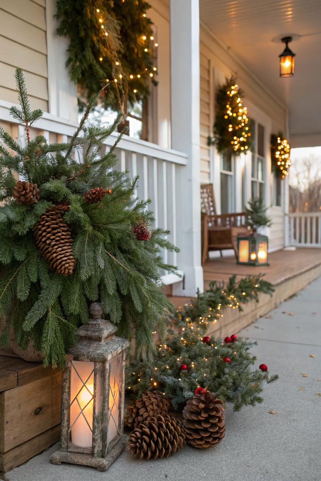 Natural elements provide a rustic charm to holiday decor.