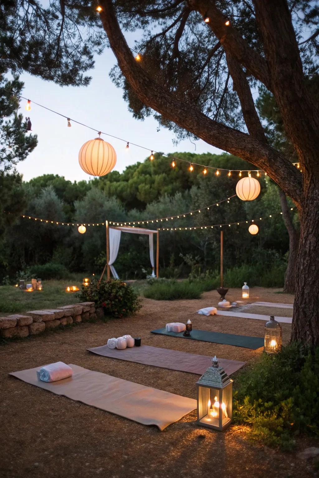 Soft lighting illuminates your yoga space, creating a tranquil atmosphere.