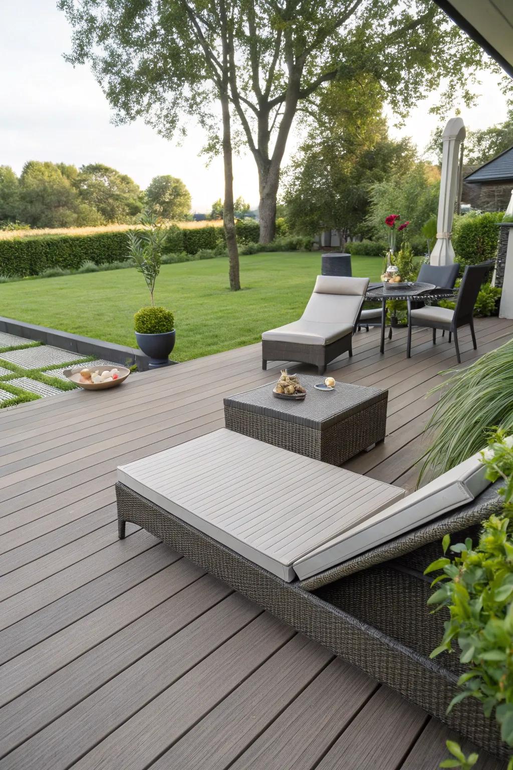 Composite decking offers low-maintenance beauty.