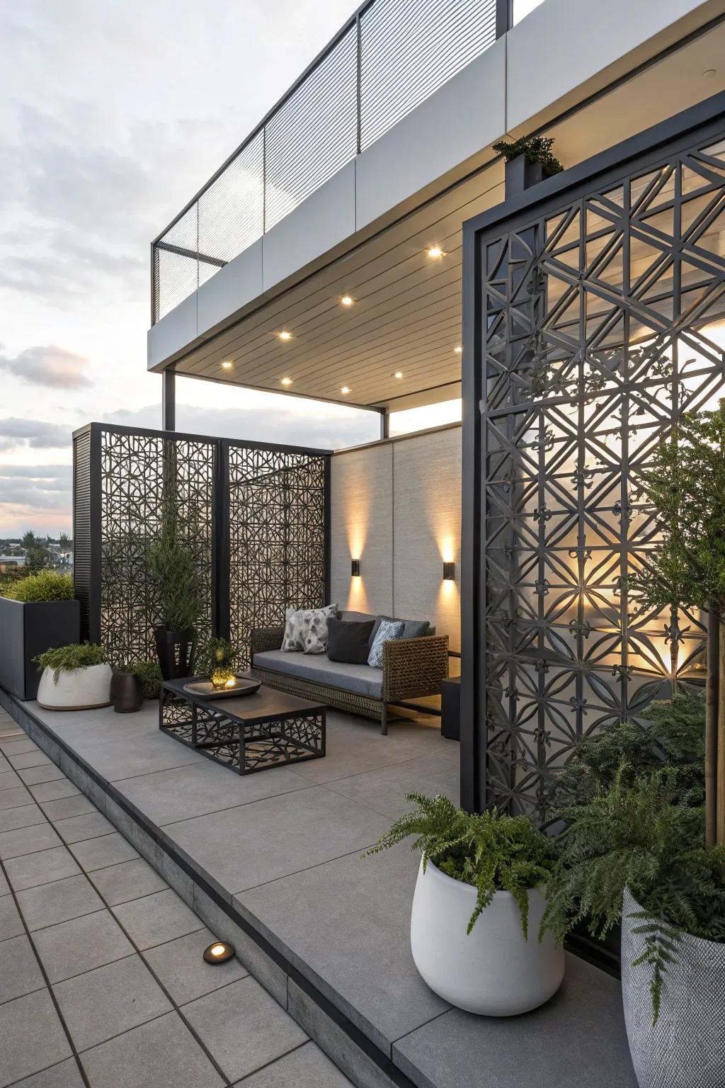 Geometric designs offer a modern take on privacy with artistic flair.