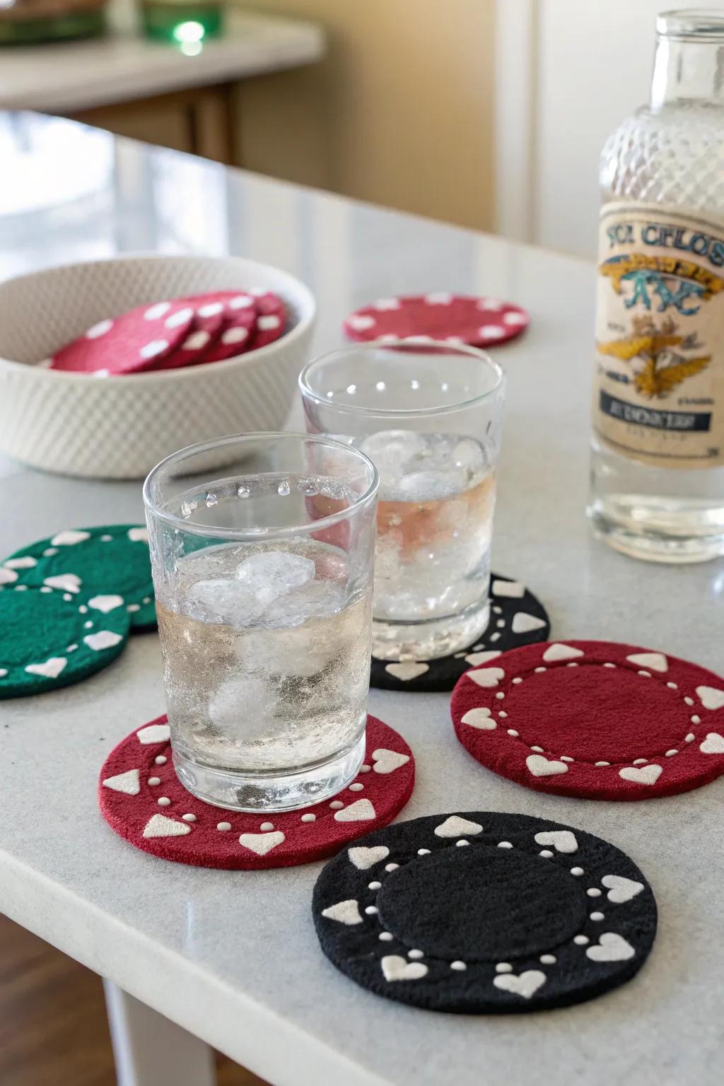 Felt coasters that keep your theme consistent and your tables protected.