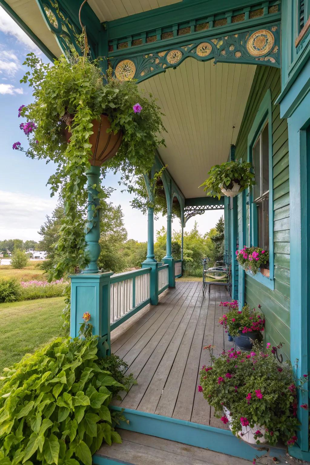 A nature-inspired porch that feels both tranquil and welcoming.