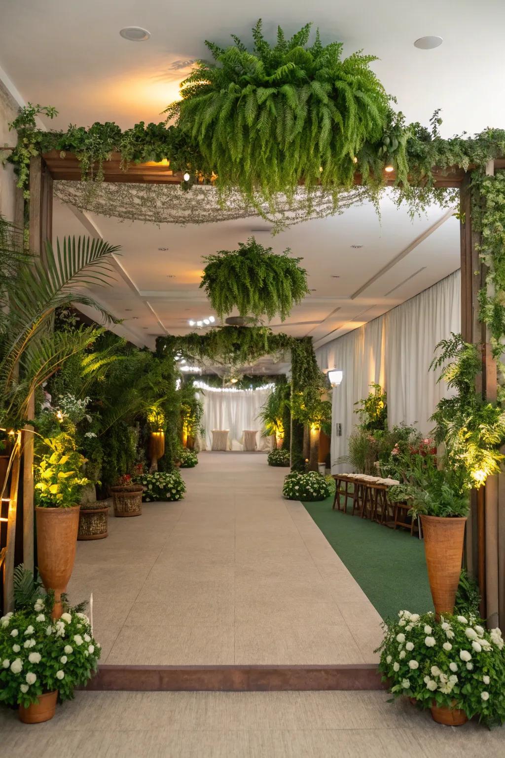 Lush greenery creates a fresh atmosphere.