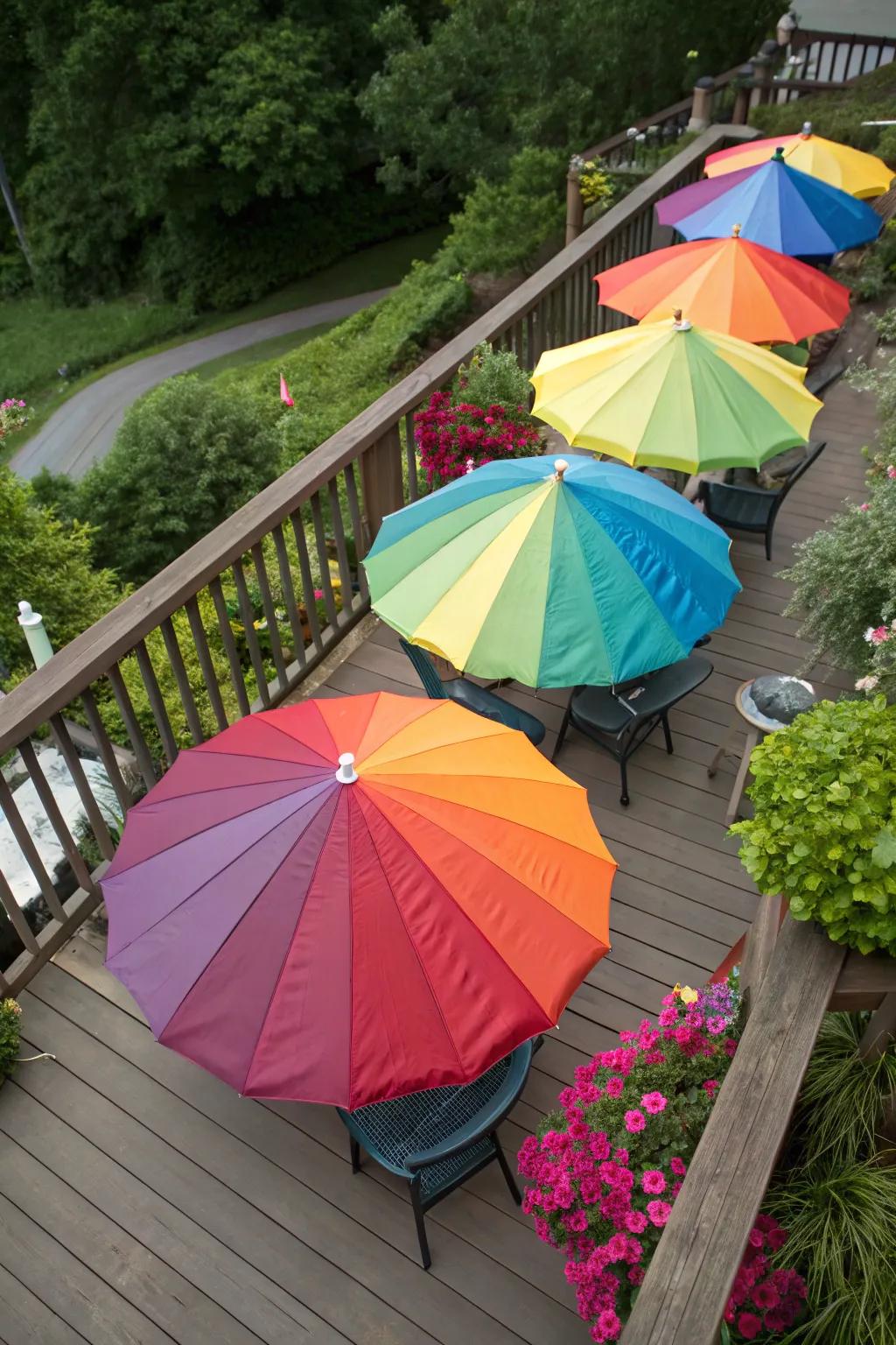 Umbrellas offer versatile and portable shade solutions.