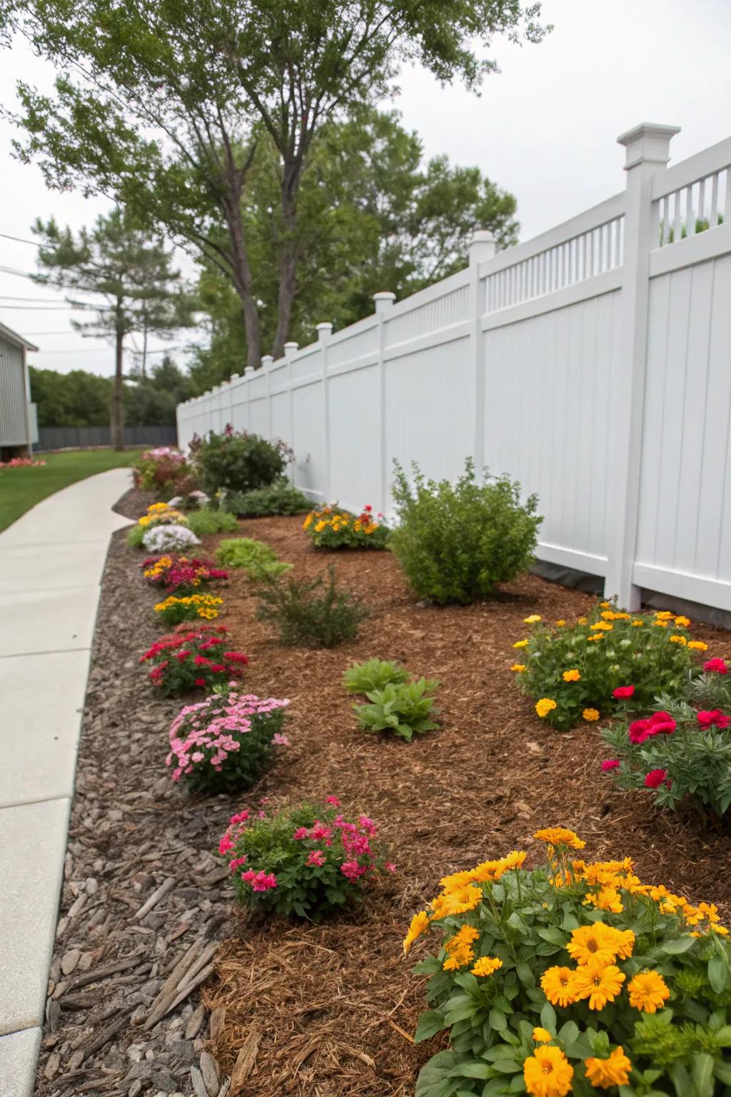 Mulch provides both functionality and aesthetic appeal to your side yard.