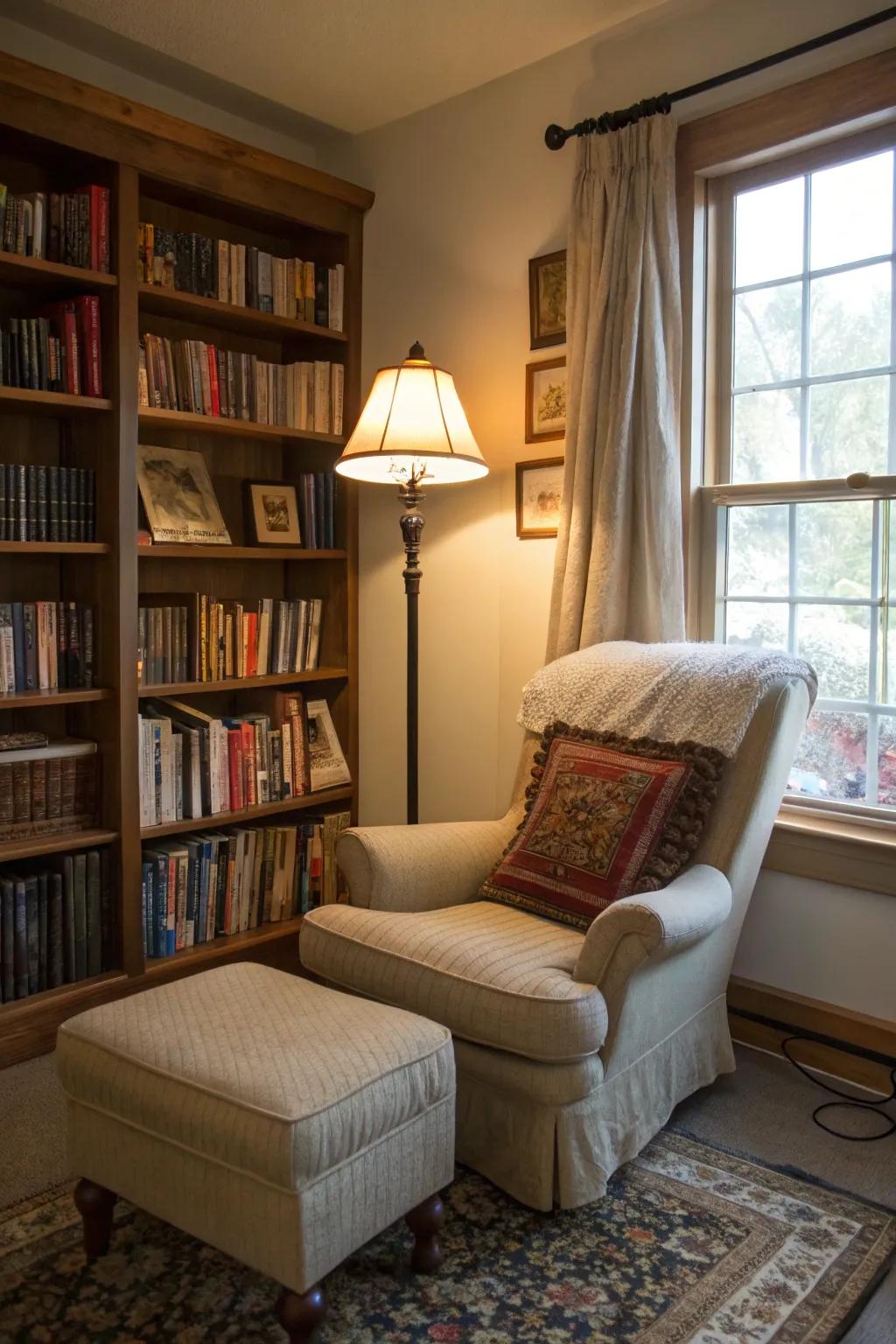 Proper lighting is key to creating an inviting reading environment.