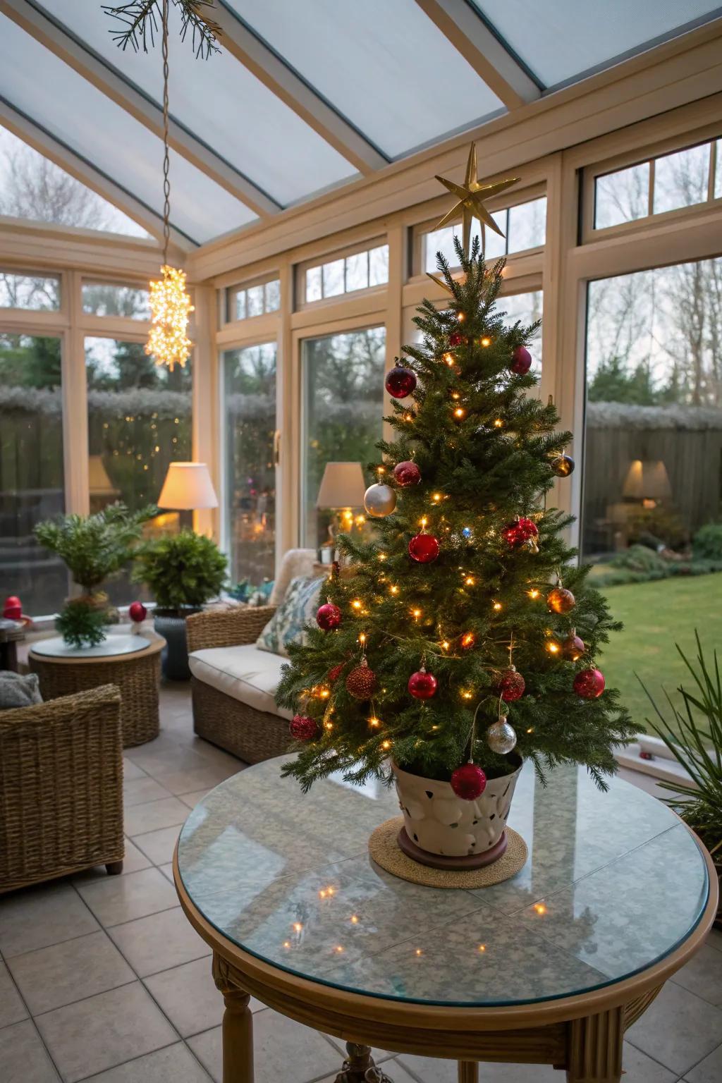 Tabletop trees are perfect for adding festive cheer to small spaces.