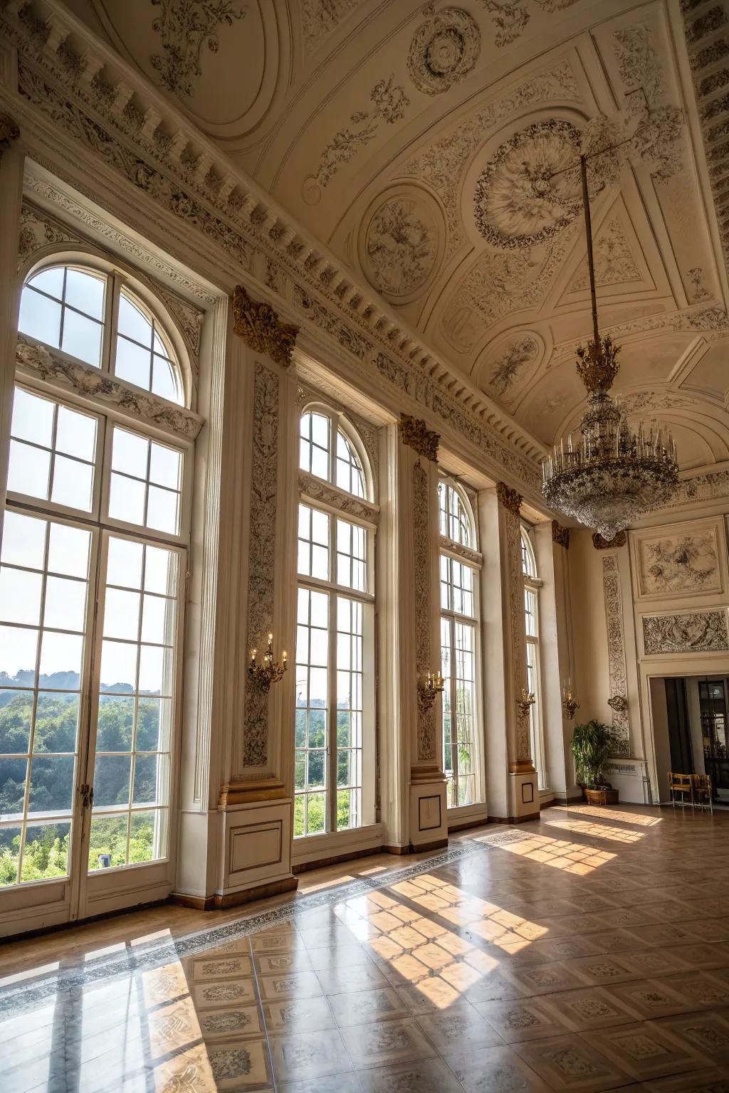 Architectural features accentuating window height.