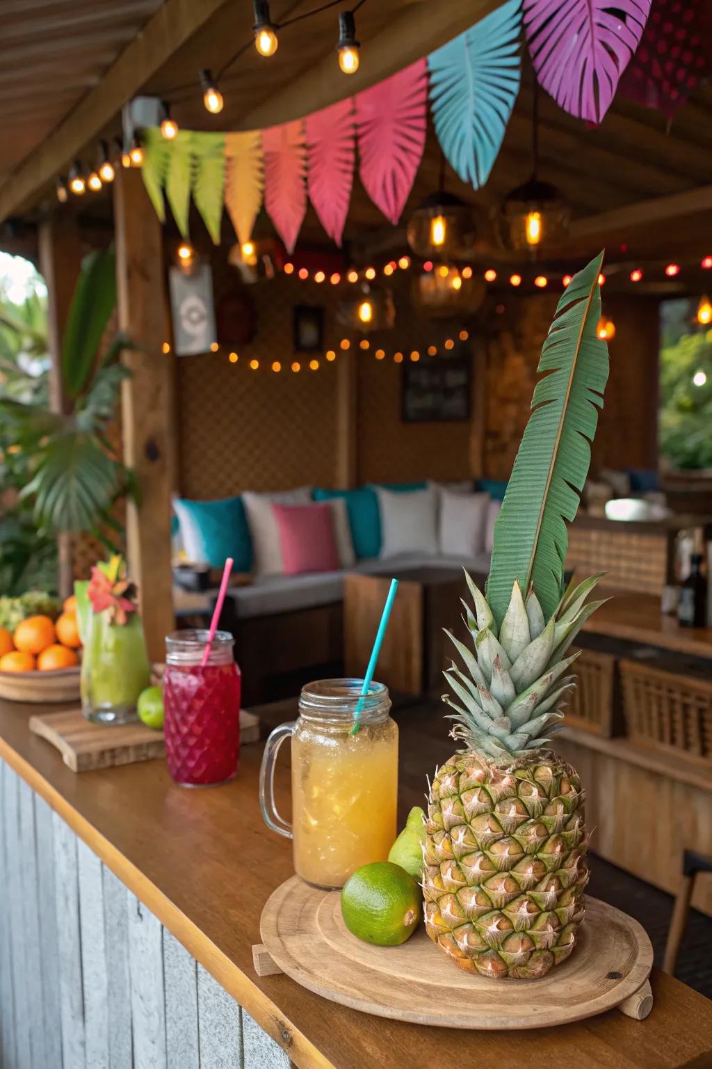 An exotic cocktail station introduces a revitalizing element to the celebration.