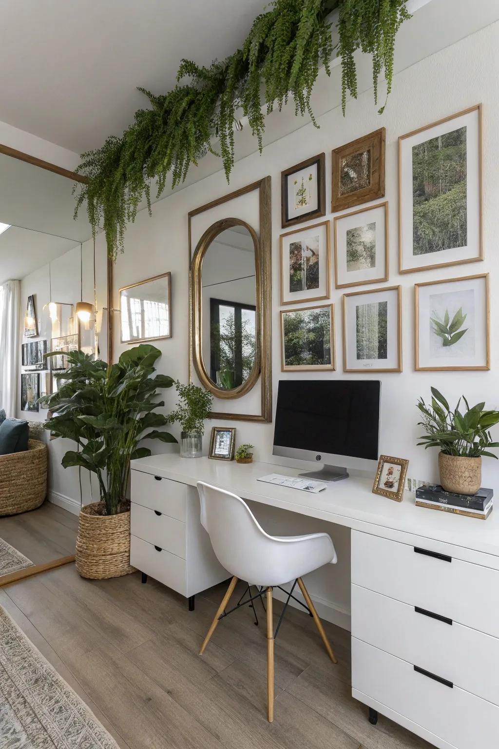 A gallery wall enhanced with accent pieces