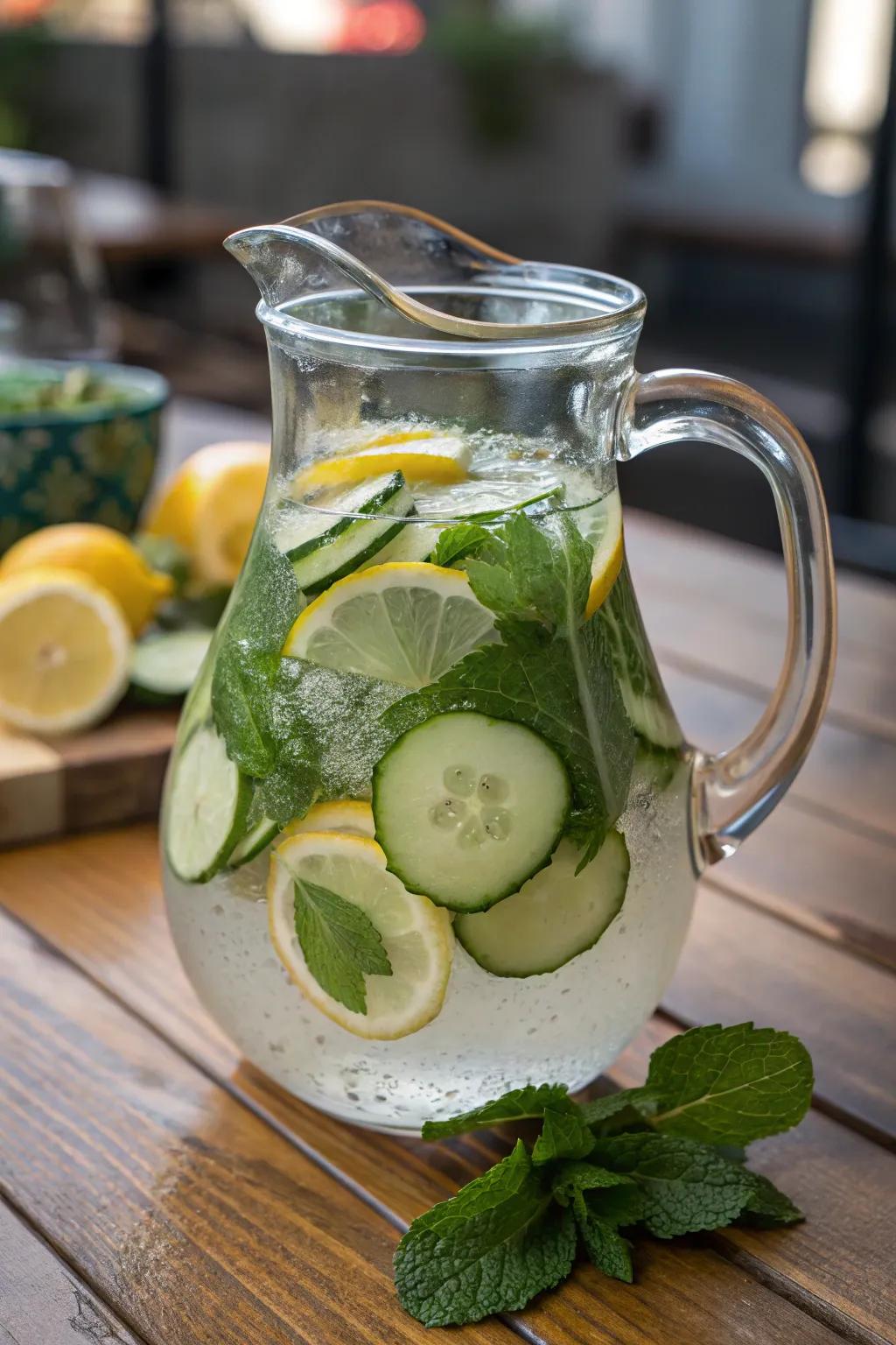 Infused water is a refreshing way to stay hydrated during your spa day.