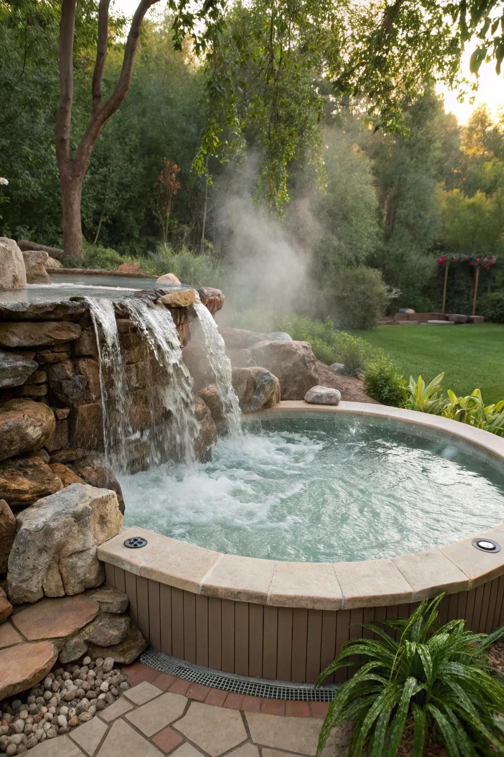 Water features enhance the relaxing ambiance of your hot tub.